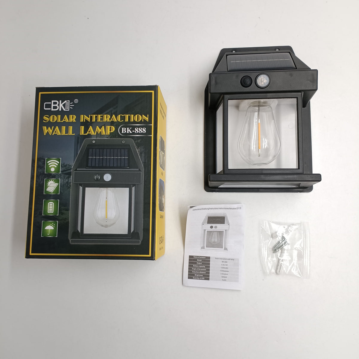 Lampe Murale Solaire Extérieure – Détection de Mouvement Automatique