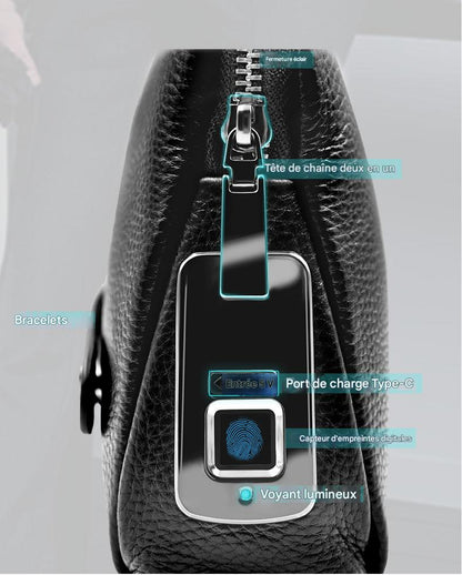 Sacoche en Cuir avec Serrure à Empreinte Digitale