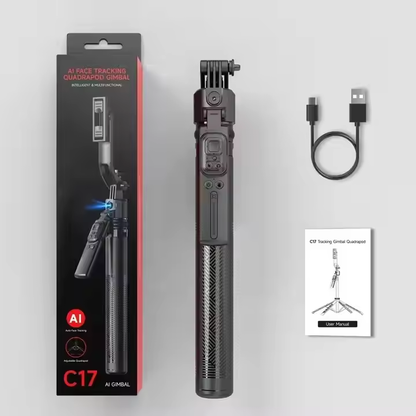 Gimbal Stabilizer C17-360° + Kit Vlogging – Stabilisation 3 axes, rotation 360° et contenu fluide
